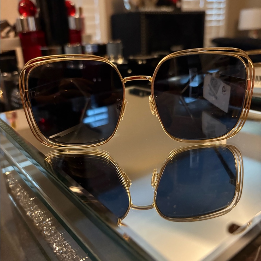 Dior Gold Rim Sunglasses with Dark Lenses